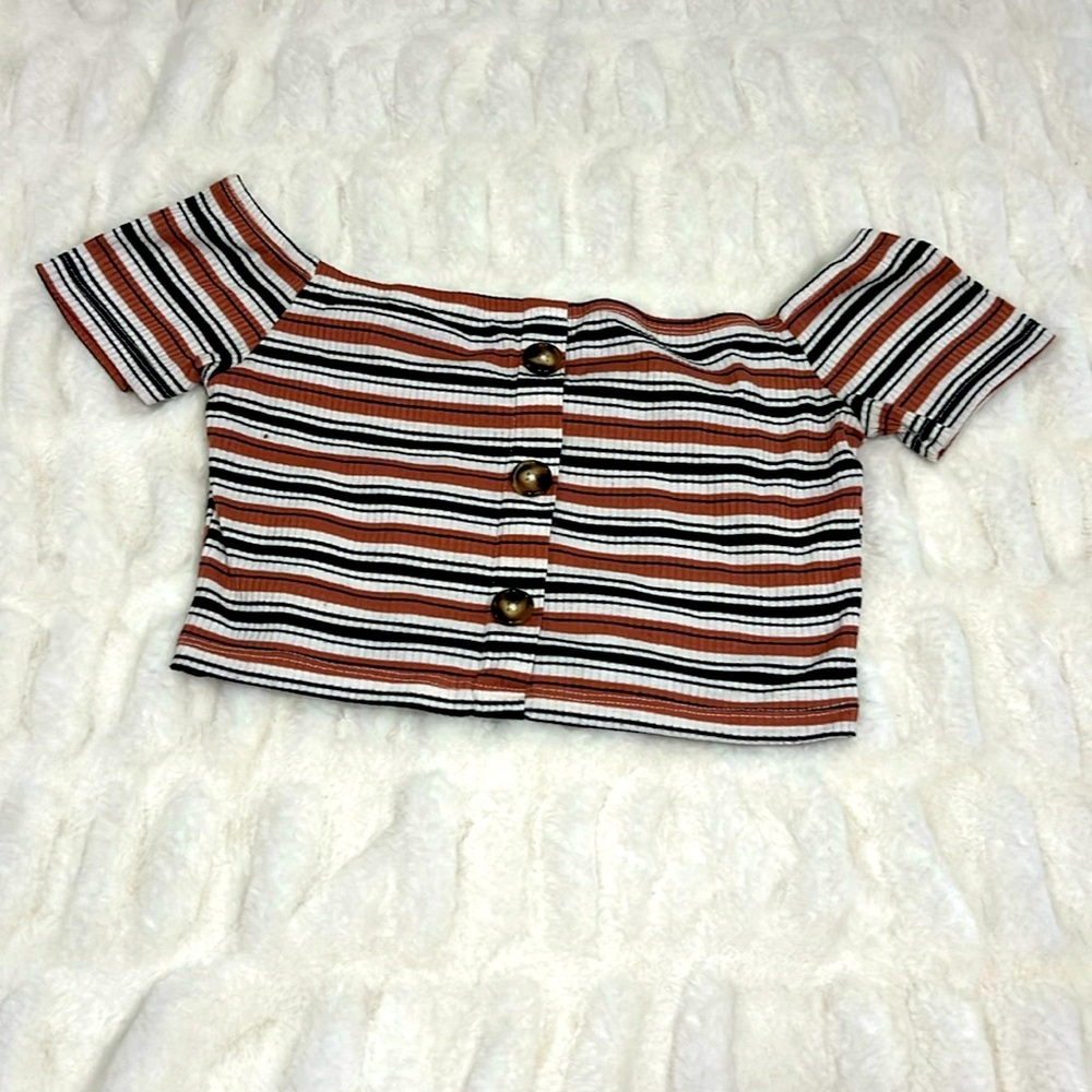Striped off the Shoulder Crop Top